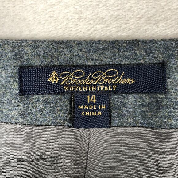 BROOKS BROTHERS Wool Skirt Sz 14 Gray Lined Zip Woven in Italy Career‎ Classic - Picture 3 of 9